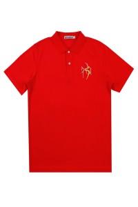 網上下單訂購紅色短袖Polo恤  撞色繡花LOGO  男裝短袖Polo恤  基督教聯會  P1592